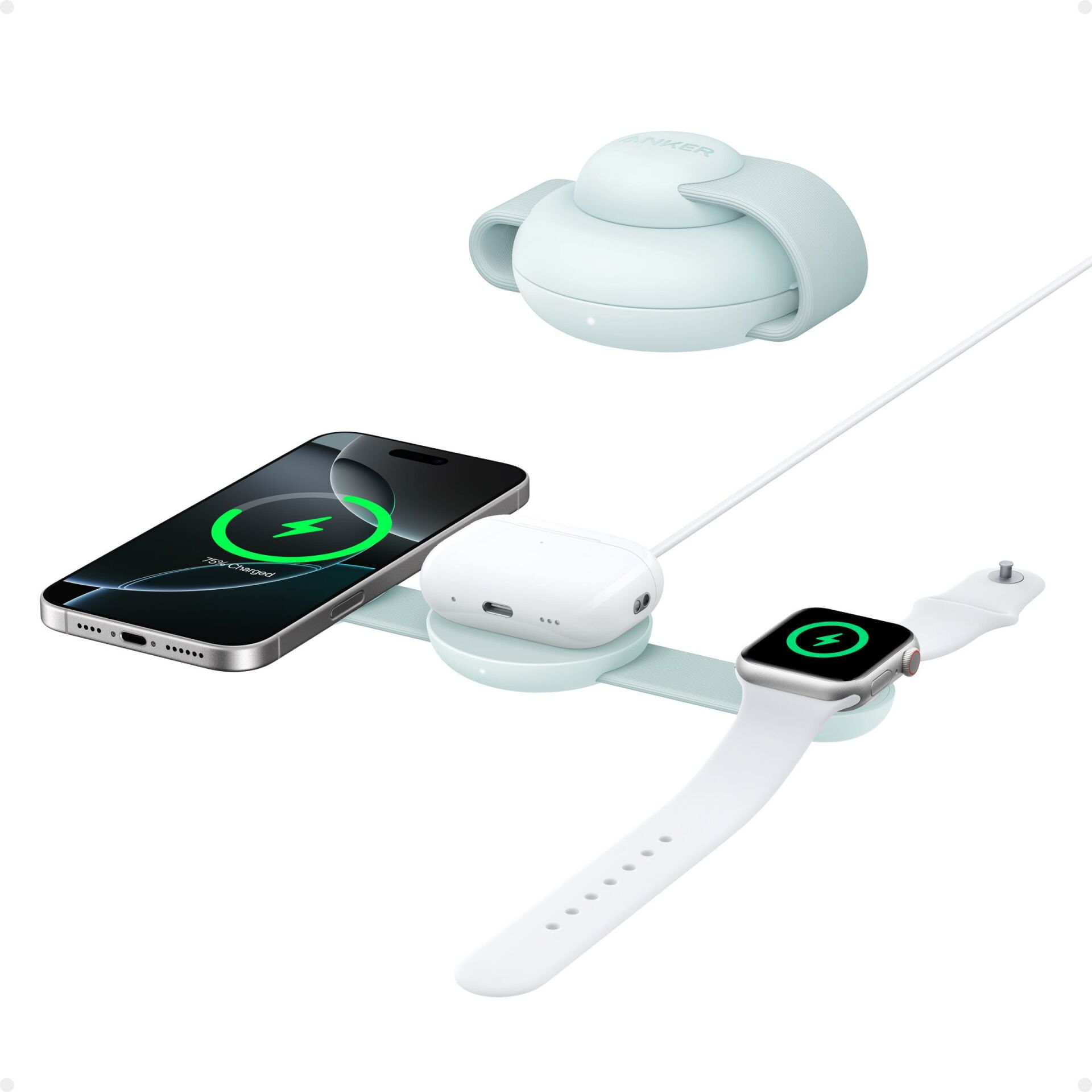 Anker MagGo 3in1 Kablosuz Katlanır Şarj - Yeşil - B25M8