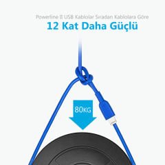 ANKER Powerline II Lightning 0.9 Metre MFI Lisanslı - Mavi