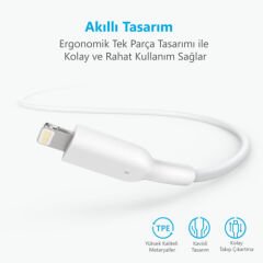 ANKER Powerline II Lightning  3 Metre MFI Lisanslı - Beyaz