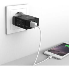 Anker PowerPort 2 Şarj Cihazı + Anker Micro USB Kablo Siyah