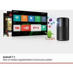 Anker Nebula Capsule Android  TV Box  Akıllı Taşınabilir WiFi Kablosuz Pico Projeksiyon Cihazı ve Hoparlör