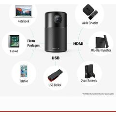 Anker Nebula Capsule Android  TV Box  Akıllı Taşınabilir WiFi Kablosuz Pico Projeksiyon Cihazı ve Hoparlör