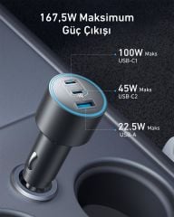 Anker 167.5W Araç Şarjı 3 Port + Kablo - B2737