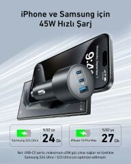 Anker 167.5W Araç Şarjı 3 Port + Kablo - B2737