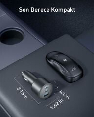 Anker 167.5W Araç Şarjı 3 Port + Kablo - B2737