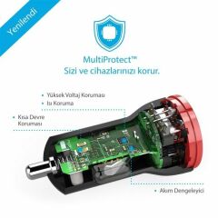 ANKER PowerDrive 2 24W 4.8 Amper Araç Şarj Cihazı Siyah