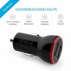 ANKER PowerDrive 2 24W 4.8 Amper Araç Şarj Cihazı Siyah
