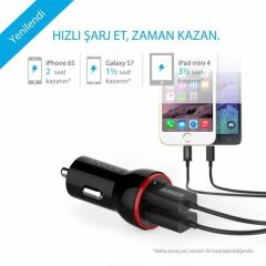 ANKER PowerDrive 2 24W 4.8 Amper Araç Şarj Cihazı Siyah