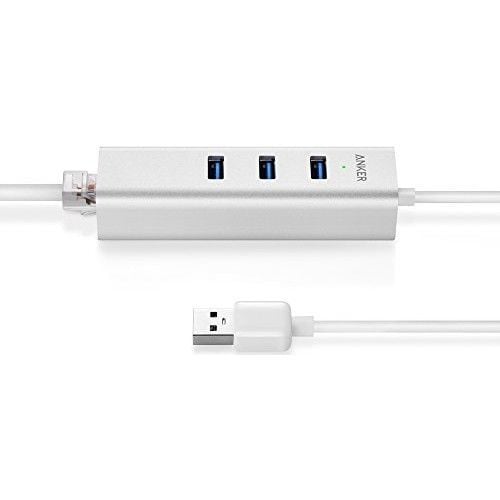 Anker 3-Port USB 3.0 Aluminum HUB with 10/100/1000 Gigabit Ethernet Converter