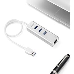 Anker 3-Port USB 3.0 Aluminum HUB with 10/100/1000 Gigabit Ethernet Converter