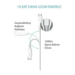 Anker PowerLine Micro USB Şarj/ Data Kablosu 0.9 Metre - Beyaz