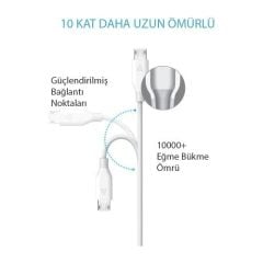 Anker PowerLine Micro USB Şarj/ Data Kablosu 0.9 Metre - Beyaz