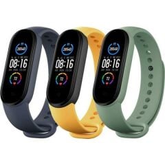Xiaomi Mi Band 5 - Mi Band 6 Akıllı Bileklik Kordon seti - 3'lü Paket Lacivert/Sarı/Nane Yeşili