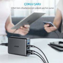 ANKER PowerPort 5 Speed 63W QuickCharge 3.0 Seyahat Hızlı Şarj Cihazı