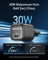 Anker 30W USB-C Şarj Cihazı Siyah - A2698