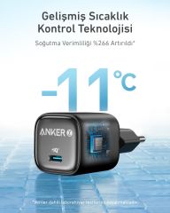 Anker Zolo 30W GaN USB-C Şarj Cihazı - Siyah - A2698