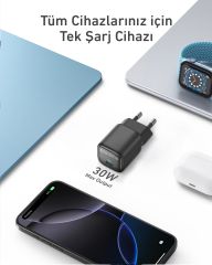 Anker Zolo 30W GaN USB-C Şarj Cihazı - Siyah - A2698