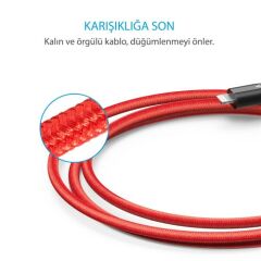 Anker PowerLine + Lightning Kablo 1.8 Metre MFI Lisanslı -Kırmızı