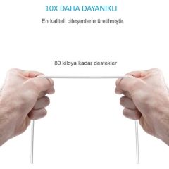 Anker Powerline+ Micro USB Örgülü Şarj/Data Kablosu 1.8 Metre- Beyaz - Taşıma Çantalı