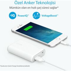 Anker PowerCore 10000 Taşınabilir Şarj Cihazı PowerBank Beyaz