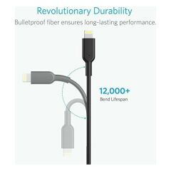 ANKER Powerline II Lightning 0.9 Metre MFI Lisanslı- Siyah