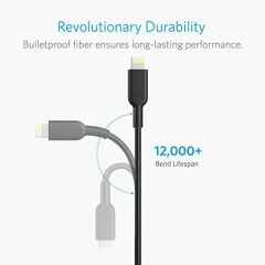 ANKER Powerline II Lightning 3 Metre MFI Lisanslı - Siyah