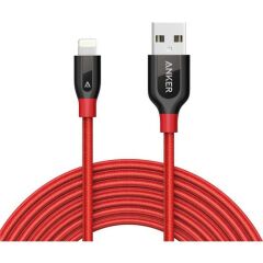 ANKER PowerLine+ Lightning 3 Metre Örgülü MFI Lisanslı - Kırmızı