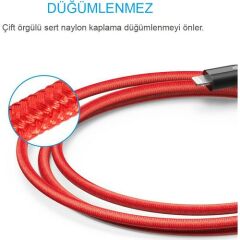ANKER PowerLine+ Lightning 3 Metre Örgülü MFI Lisanslı - Kırmızı