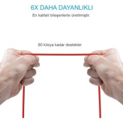 ANKER PowerLine+ Lightning 3 Metre Örgülü MFI Lisanslı - Kırmızı