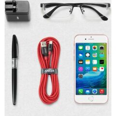 ANKER PowerLine+ Lightning 3 Metre Örgülü MFI Lisanslı - Kırmızı