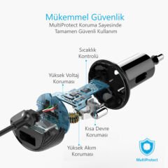 ANKER PowerDrive 2 Elite 24W 2-Port Araç Şarjı