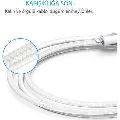 ANKER PowerLine+ Lightning 0.9 Metre Örgülü MFI Lisanslı - Gri