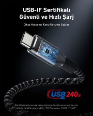 Anker Prime Usb-C to C 240W 1,8m Kablo Siyah-A88E2