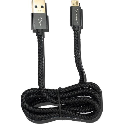 Fonemax Leather Pro USB-C Type-C Dayanıklı Örgülü Şarj Aleti - Siyah - 0.9m