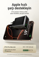 Acefast PD67W Destekli (2xUsb-C+1xUsb-A) Çıkışlı Hızlı Şarj Cihazı - A108