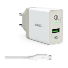 Anker PowerWave 7.5 Kablosuz Hızlı Şarj Cihazı Pad + Qualcomm 3.0 Priz Adaptörü