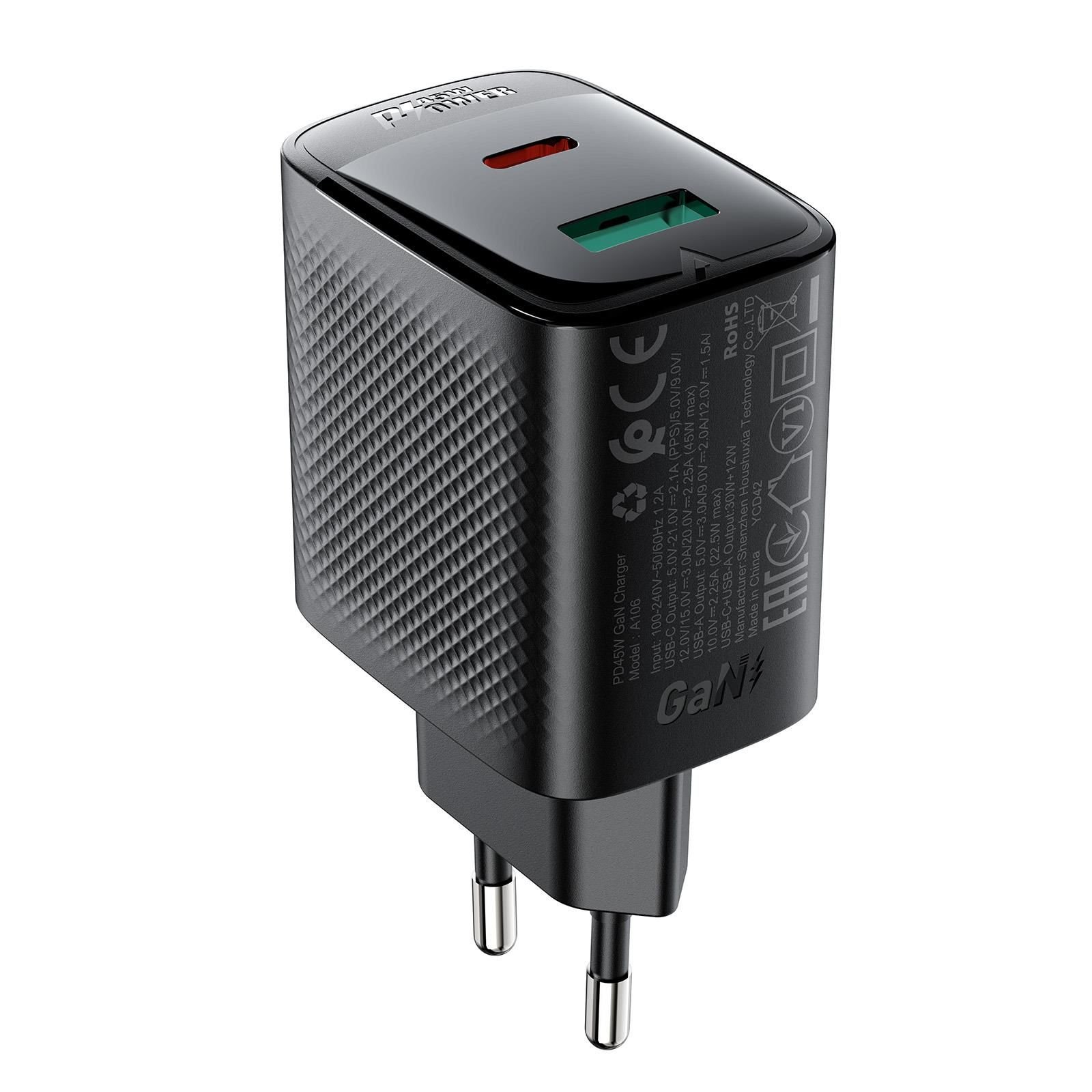 Acefast PD45W (1xUsb-C+1xUsb-A) Çıkışlı Hızlı Şarj Cihazı - A106