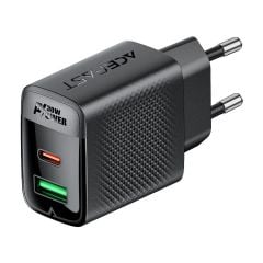 Acefast PD30W Güç Destekli GAN (1xUsb-C + 1xUsb-A) Çıkışlı Hızlı Duvar Şarj Cihazı - A98