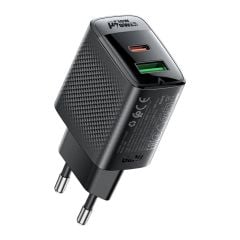 Acefast PD30W Güç Destekli GAN (1xUsb-C + 1xUsb-A) Çıkışlı Hızlı Duvar Şarj Cihazı - A98