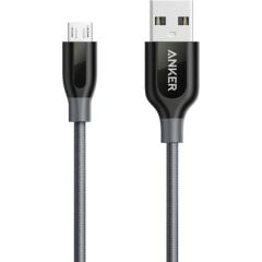Anker Powerline+ Micro USB Örgülü Şarj/Data Kablosu 0,9 Metre - Gri - Taşıma Çantalı - A8142HA1