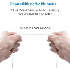 Anker PowerLine+ Micro USB Örgülü Şarj/ Data Kablosu 0.9 Metre - Beyaz -A8142H21 - OFP