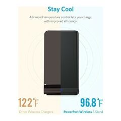 Anker Powerport 5W Stand Kablosuz Şarj Cihazı (QI Sertifikalı Tüm Cihazlar ile Uyumlu) - Siyah - A2523H11 - OFP