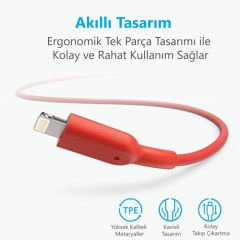 ANKER Powerline II Lightning 0.9 Metre MFI Lisanslı- Kırmızı