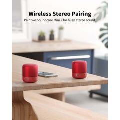 Anker SoundCore Mini 2 Bluetooth Hoparlör Kırmızı - IPX7 Suya Dayanıklı - 15 Saat Çalma Süresi - A3107H91 - OFP
