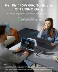 Anker 140W 4 port Şarj Cihazı Koyu Gri - A2697