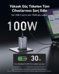 Anker Prime 100W 3 Ports GaNPr Şarj Cihazı -A2688