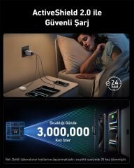 Anker Prime 100W 3 Ports GaNPr Şarj Cihazı -A2688