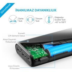 Anker PowerCore 15600 mAh Taşınabilir Şarj Aleti Powerbank - 4.8A Çıkış Gücü - PowerIQ - Siyah - A1252H11 - OFP