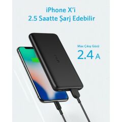 Anker PowerCore Lite 10000 mAh Taşınabilir Şarj Aleti Powerbank - USB-C (Sadece Giriş) -Siyah -A1232H11- OFP