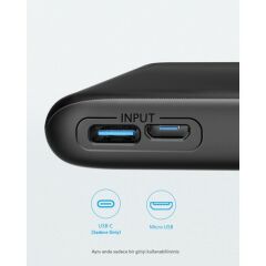 Anker PowerCore Lite 10000 mAh Taşınabilir Şarj Aleti Powerbank - USB-C (Sadece Giriş) -Siyah -A1232H11- OFP
